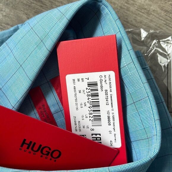 Hugo C-Gordon Regular Fit Check Shirt-BLUE-EU 39/US 15.5 - Picture 3 of 3